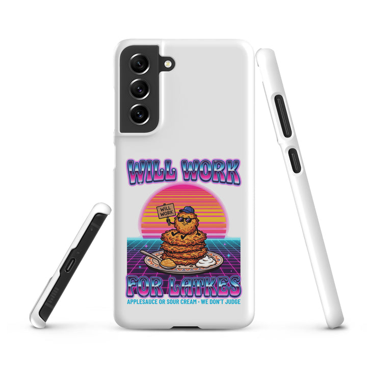 Will Work for Latkes 80s Jewish pride snap phone case for Samsung Galaxy S21 Fe, matte finish - front view