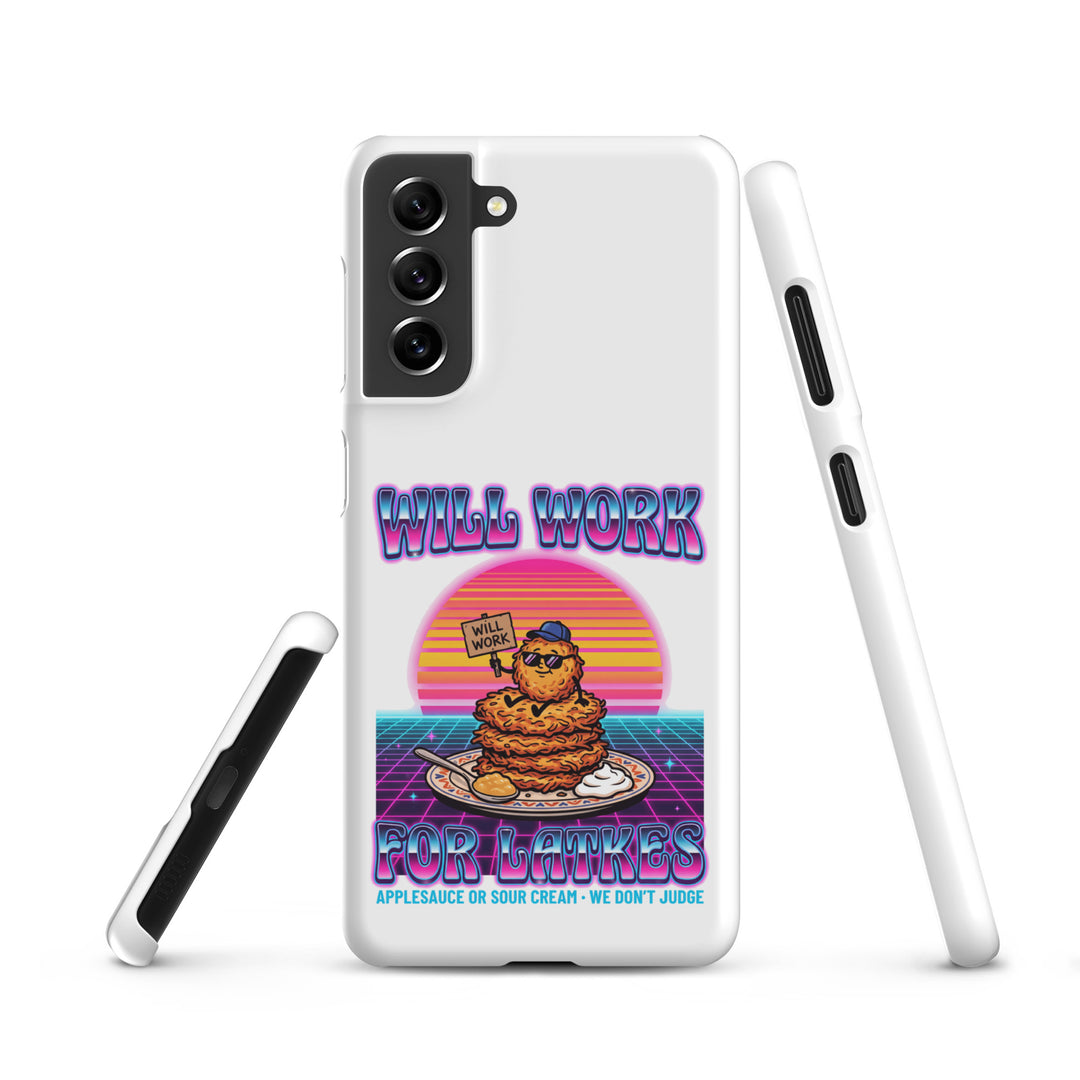 Will Work for Latkes 80s Jewish pride snap phone case for Samsung Galaxy S21, matte finish - front view