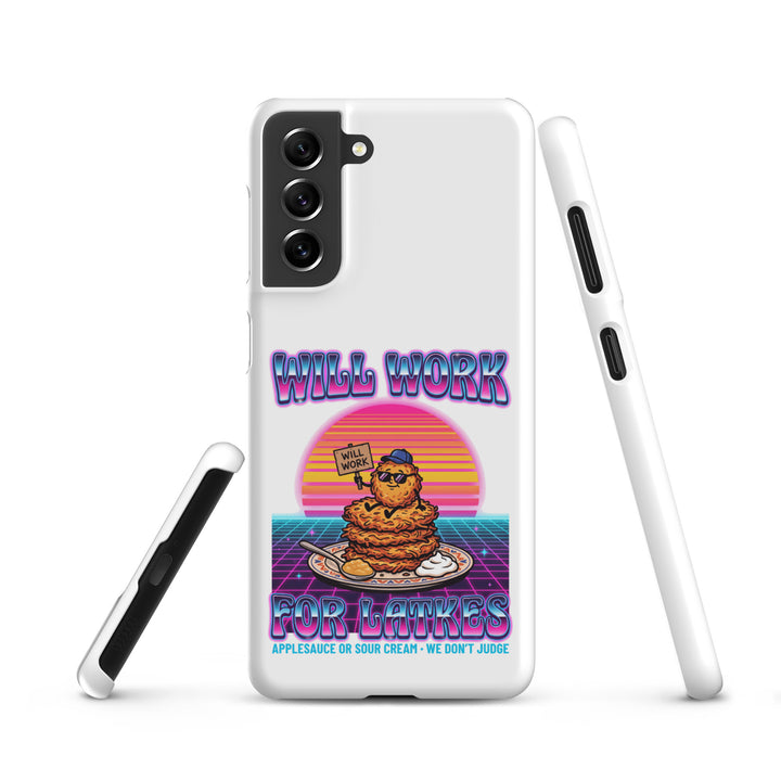 Will Work for Latkes 80s Jewish pride snap phone case for Samsung Galaxy S21, matte finish - front view