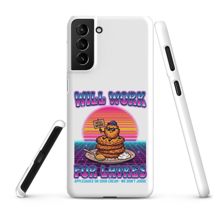 Will Work for Latkes 80s Jewish pride snap phone case for Samsung Galaxy S21 Plus, matte finish - front view