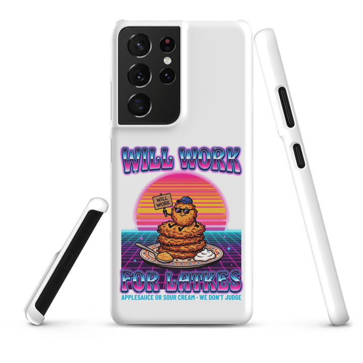 Will Work for Latkes 80s Jewish pride snap phone case for Samsung Galaxy S21 Ultra, matte finish - front view