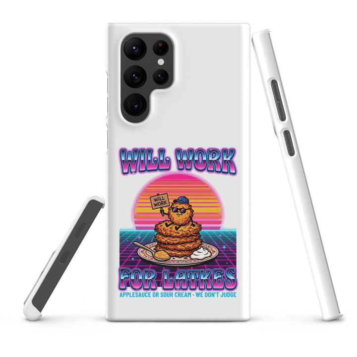 Will Work for Latkes 80s Jewish pride snap phone case for Samsung Galaxy S22 Ultra, matte finish - front view