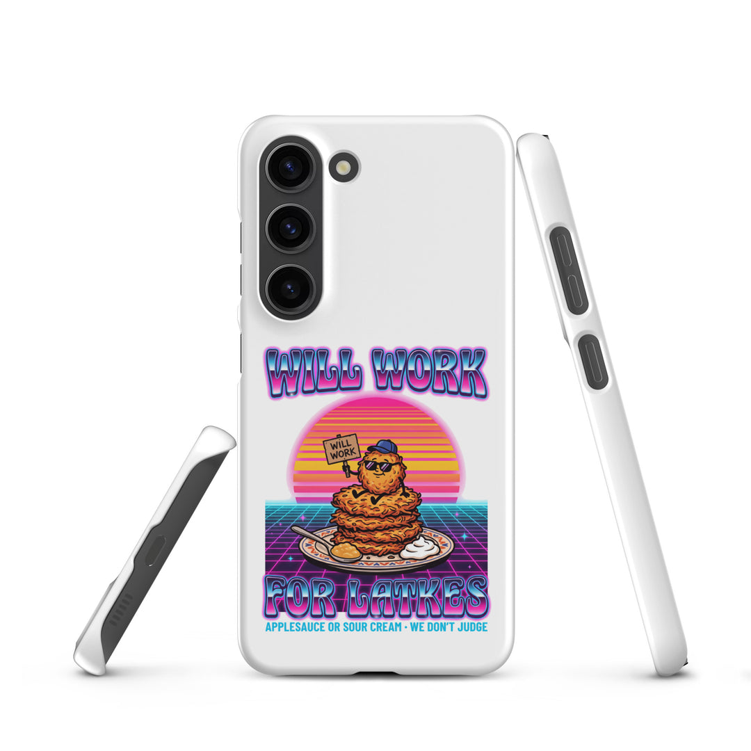 Will Work for Latkes 80s Jewish pride snap phone case for Samsung Galaxy S23, matte finish - front view