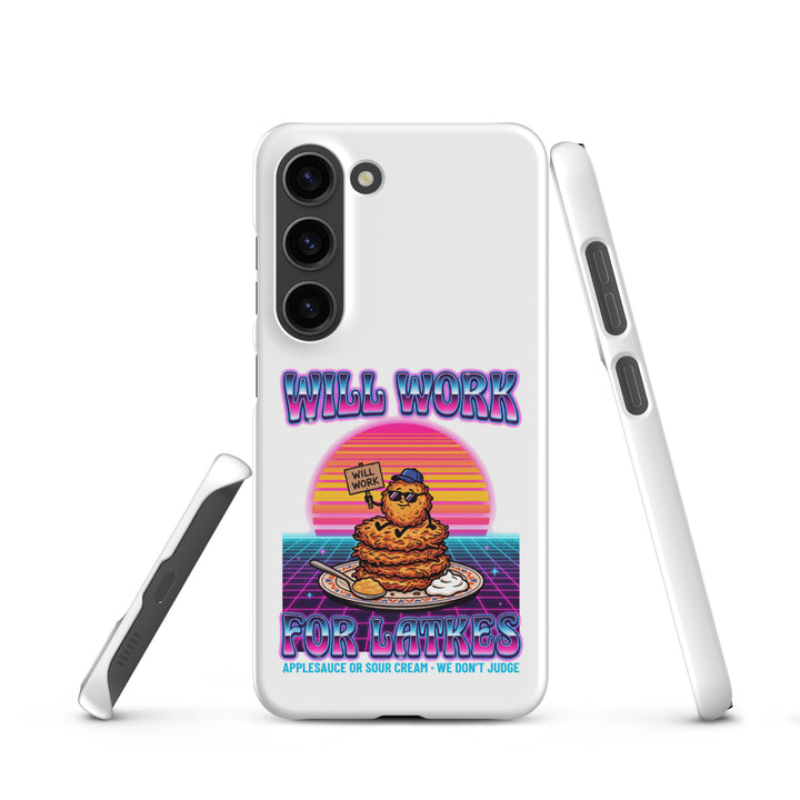 Will Work for Latkes 80s Jewish pride snap phone case for Samsung Galaxy S23, matte finish - front view