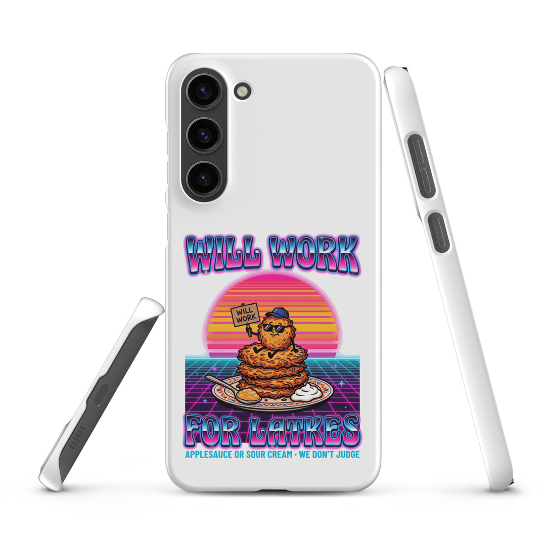 Will Work for Latkes 80s Jewish pride snap phone case for Samsung Galaxy S23 Plus, matte finish - front view