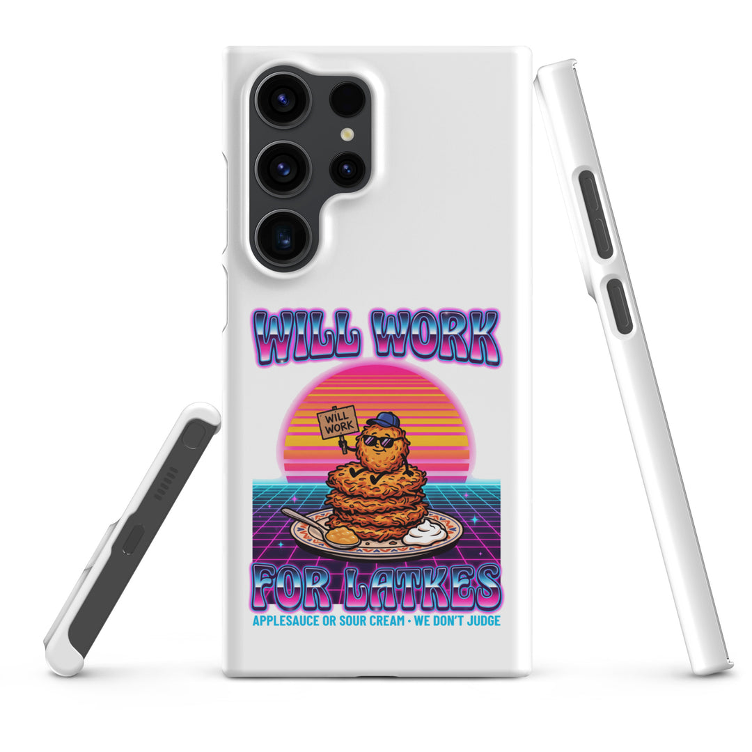 Will Work for Latkes 80s Jewish pride snap phone case for Samsung Galaxy S23 Ultra, matte finish - front view