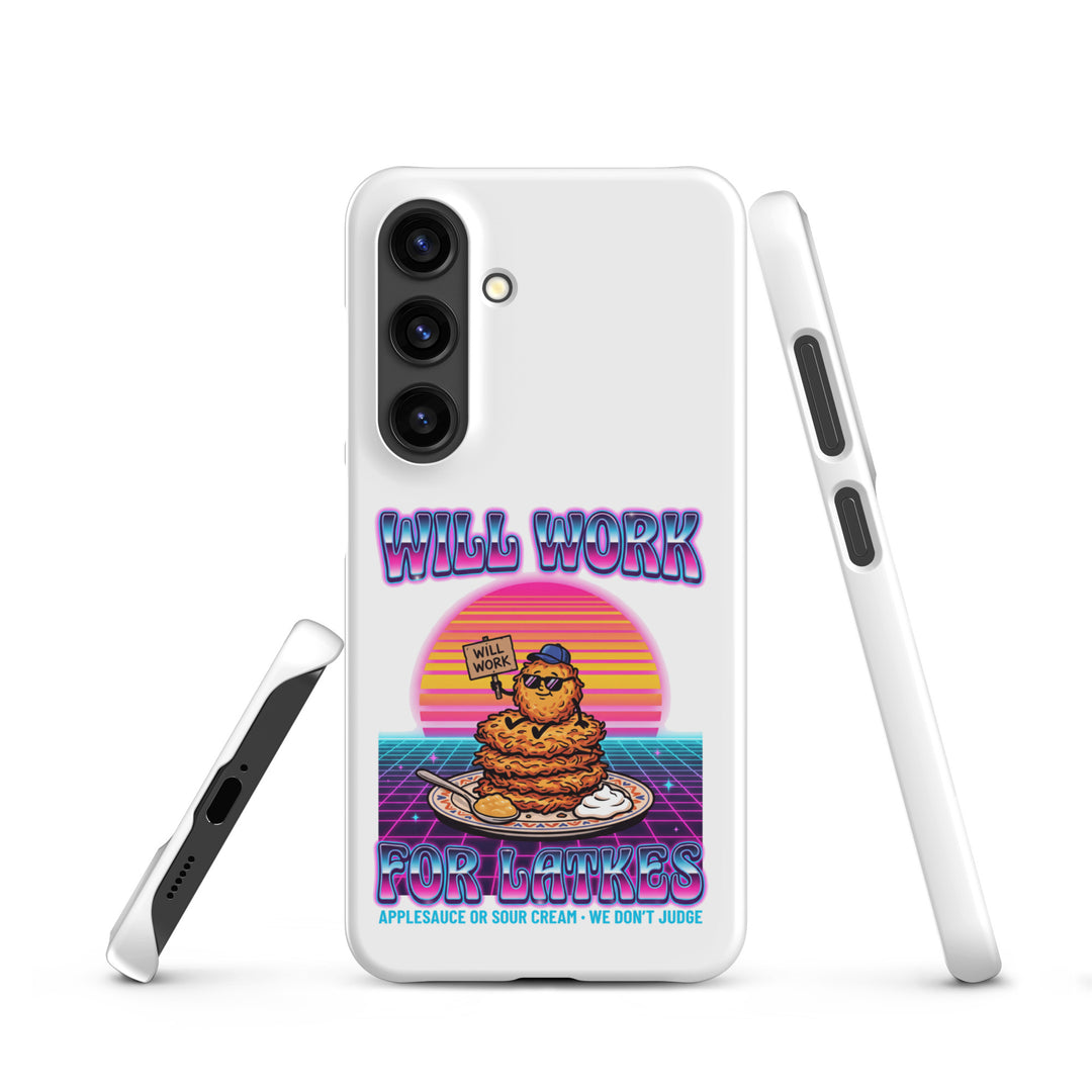 Will Work for Latkes 80s Jewish pride snap phone case for Samsung Galaxy S24, matte finish - front view