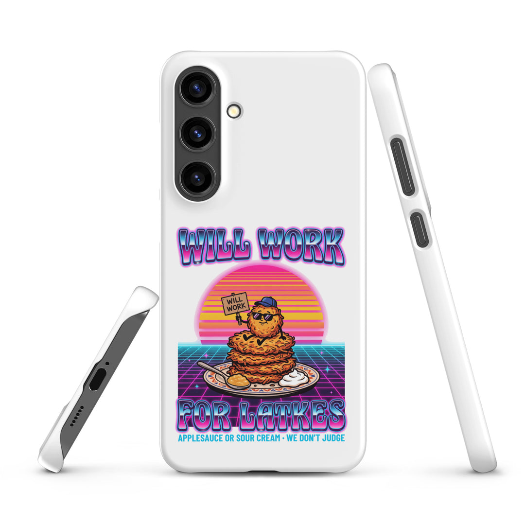 Will Work for Latkes 80s Jewish pride snap phone case for Samsung Galaxy S24 Plus, matte finish - front view