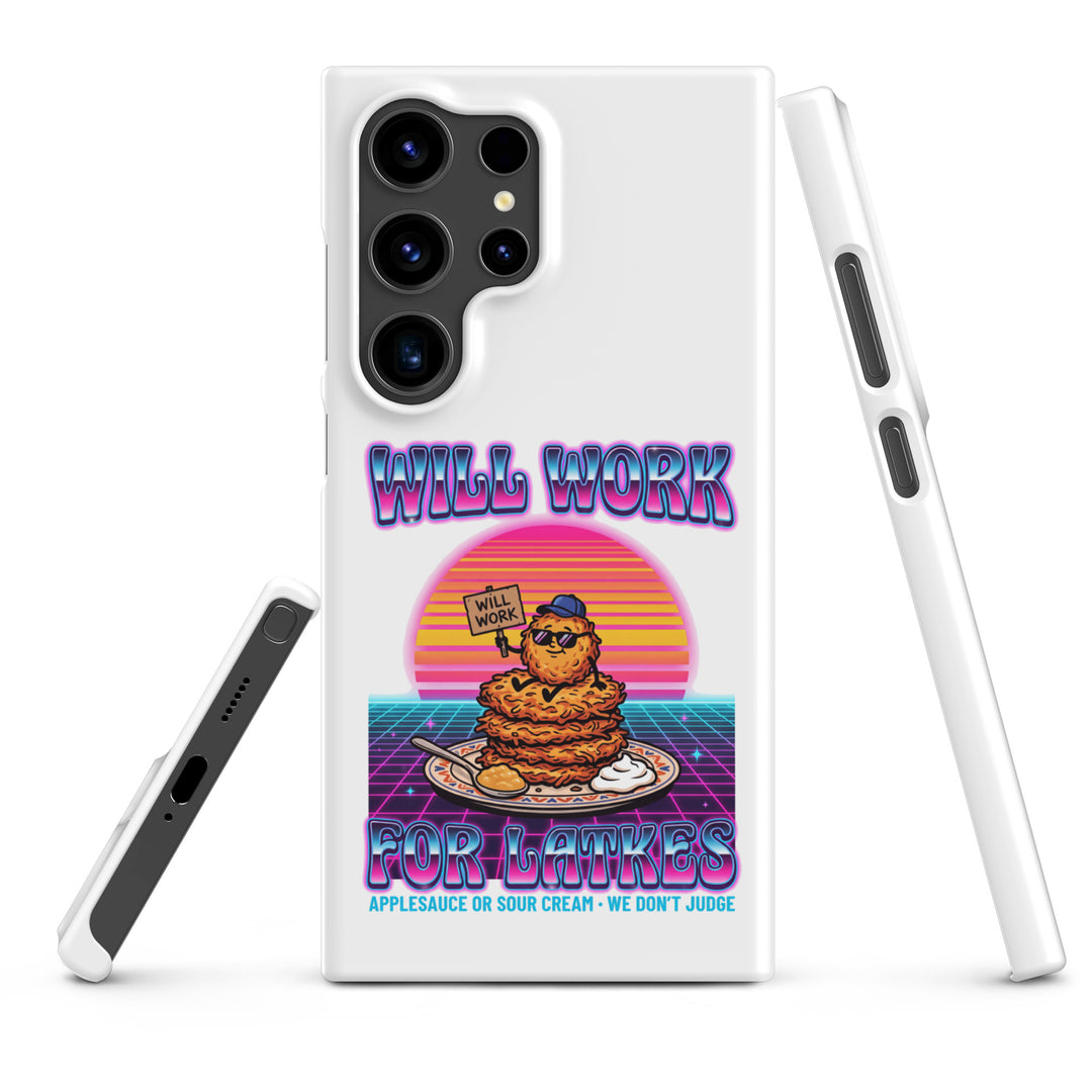 Will Work for Latkes 80s Jewish pride snap phone case for Samsung Galaxy S24 Ultra, matte finish - front view