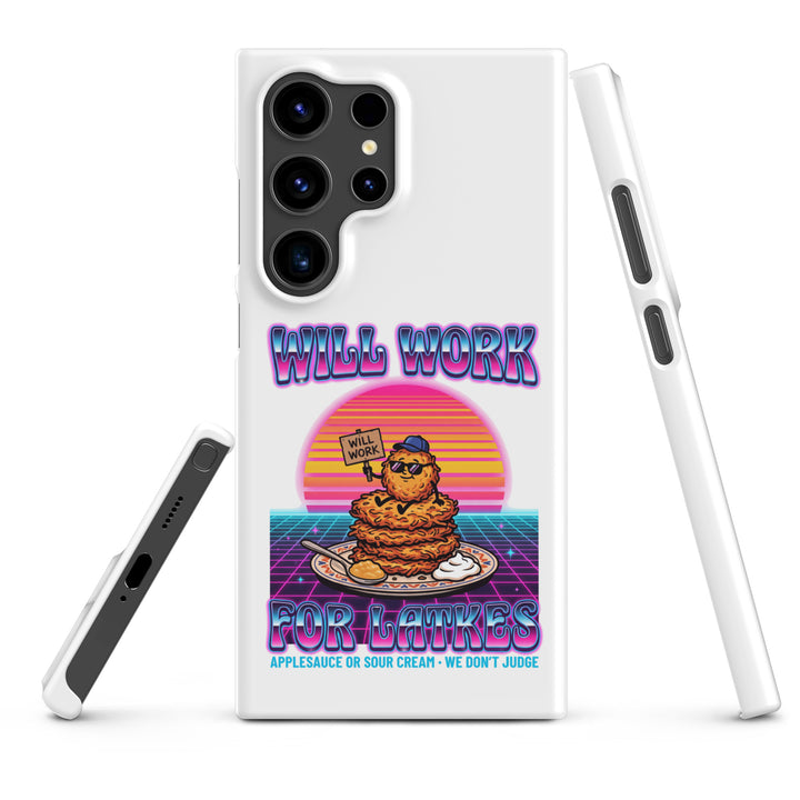 Will Work for Latkes 80s Jewish pride snap phone case for Samsung Galaxy S24 Ultra, matte finish - front view