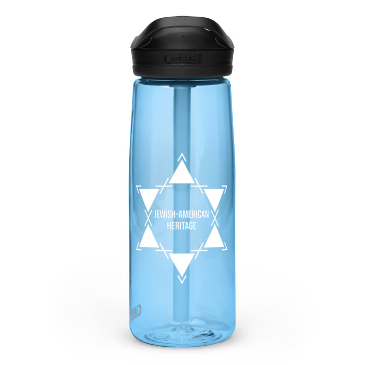 Jewish American Heritage Jewish pride sports water bottle in Blue - front view