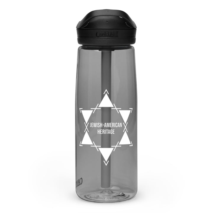 Jewish American Heritage Jewish pride sports water bottle in Charcoal - close-up