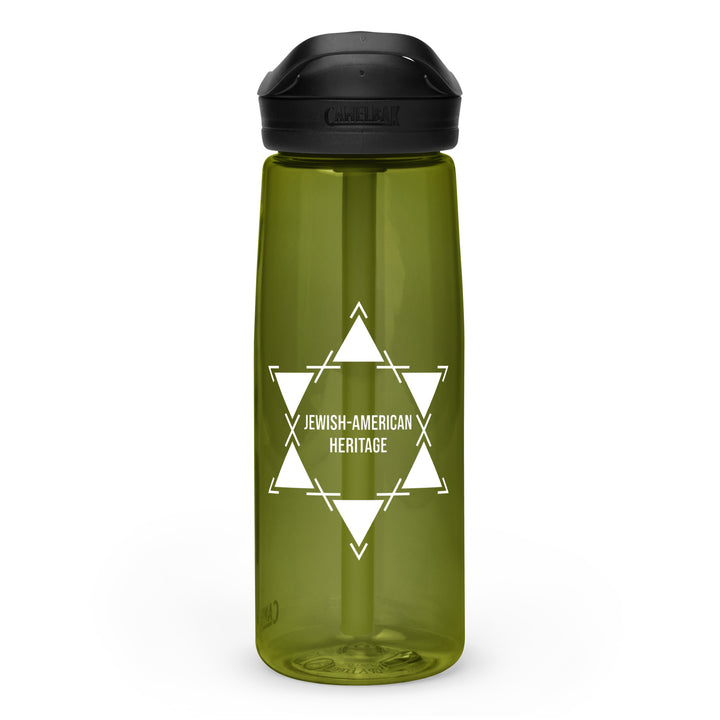 Jewish American Heritage Jewish pride sports water bottle in Olive - detail view