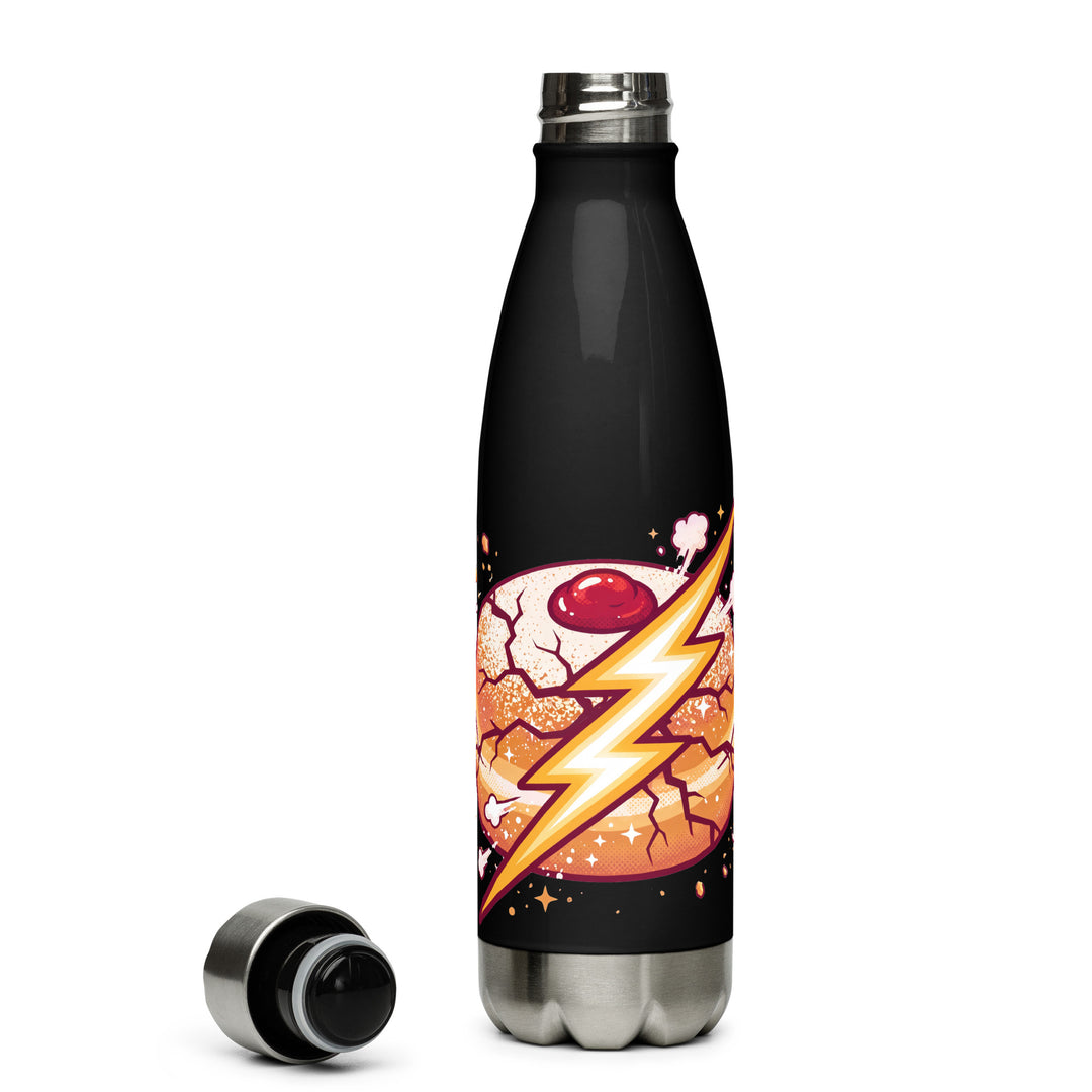 Sufganiyah Lightning Jewish pride stainless steel water bottle in Black - front view
