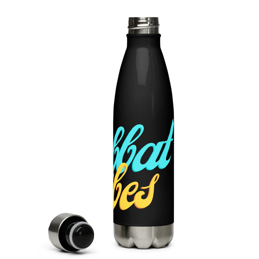 Shabbat Vibes Jewish pride stainless steel water bottle - close-up