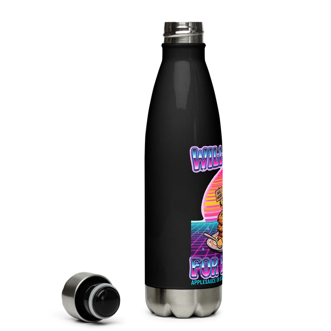 Will Work for Latkes 80s Jewish pride stainless steel water bottle - detail view