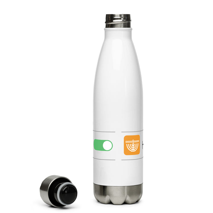 Hanukkah Mode Jewish pride stainless steel water bottle - back view