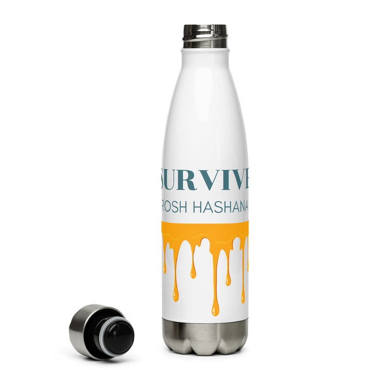 I Survived Rosh HaShana Jewish pride stainless steel water bottle in White - flat lay