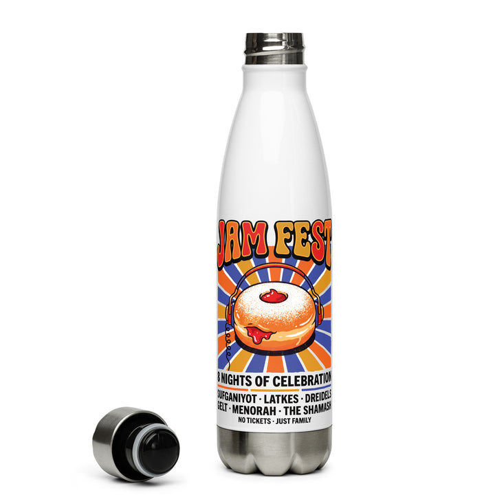Jam Fest 8 Nights Jewish pride stainless steel water bottle - front view