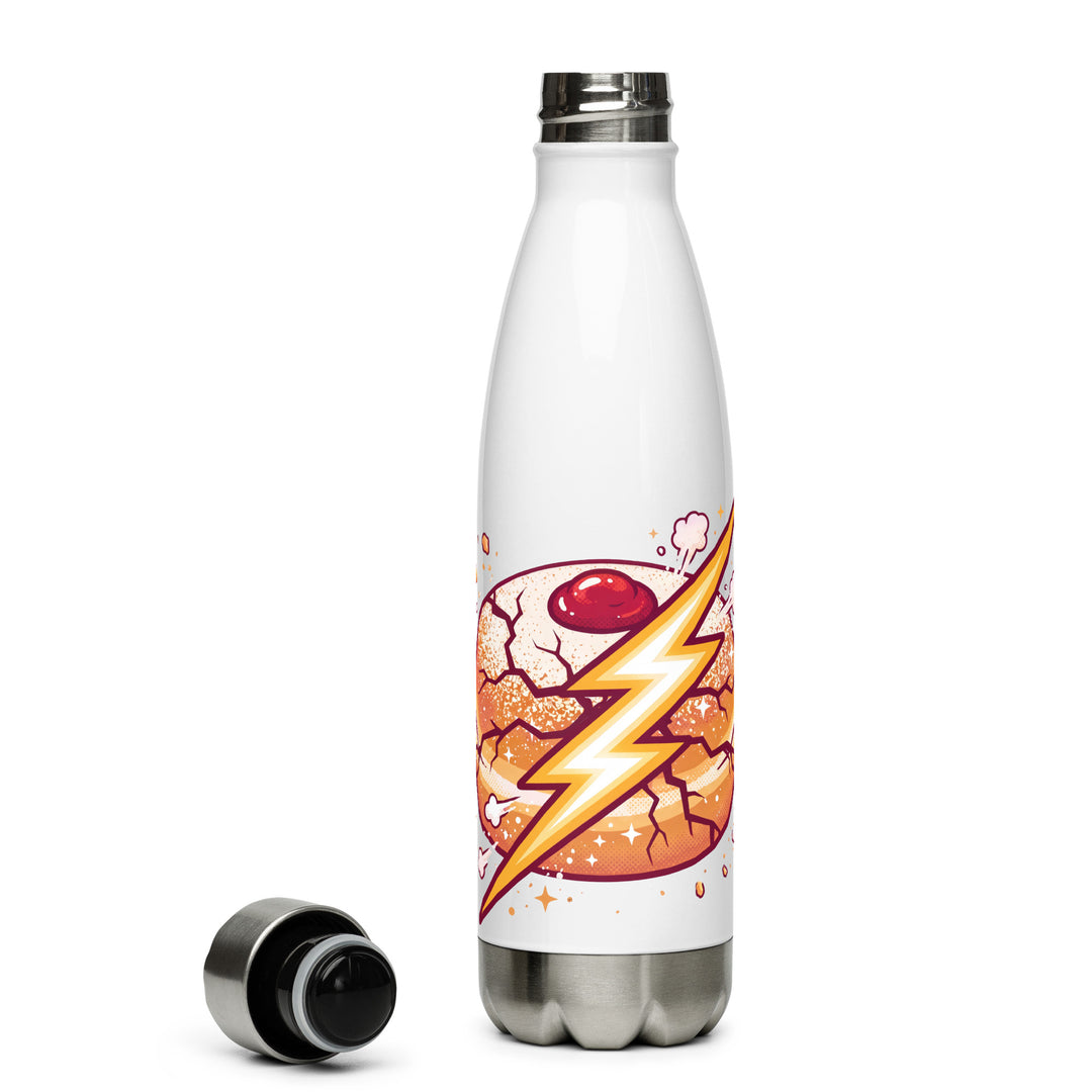 Sufganiyah Lightning Jewish pride stainless steel water bottle in White - flat lay