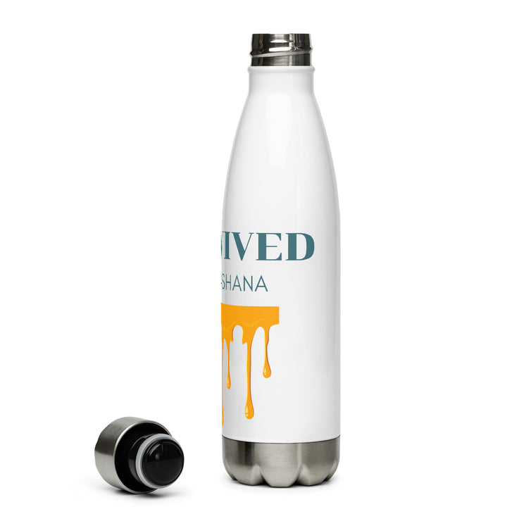 I Survived Rosh HaShana Jewish pride stainless steel water bottle - folded view