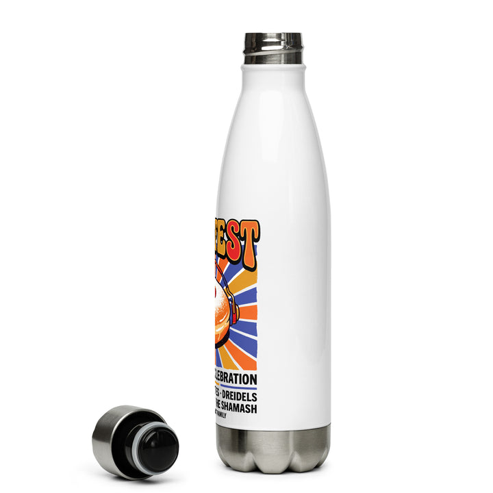 Jam Fest 8 Nights Jewish pride stainless steel water bottle - close-up
