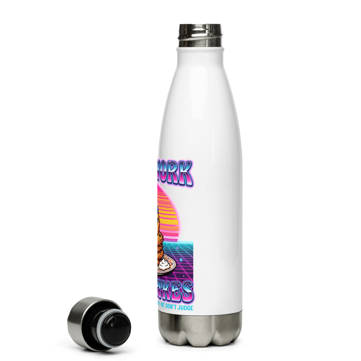 Will Work for Latkes 80s Jewish pride stainless steel water bottle - folded view