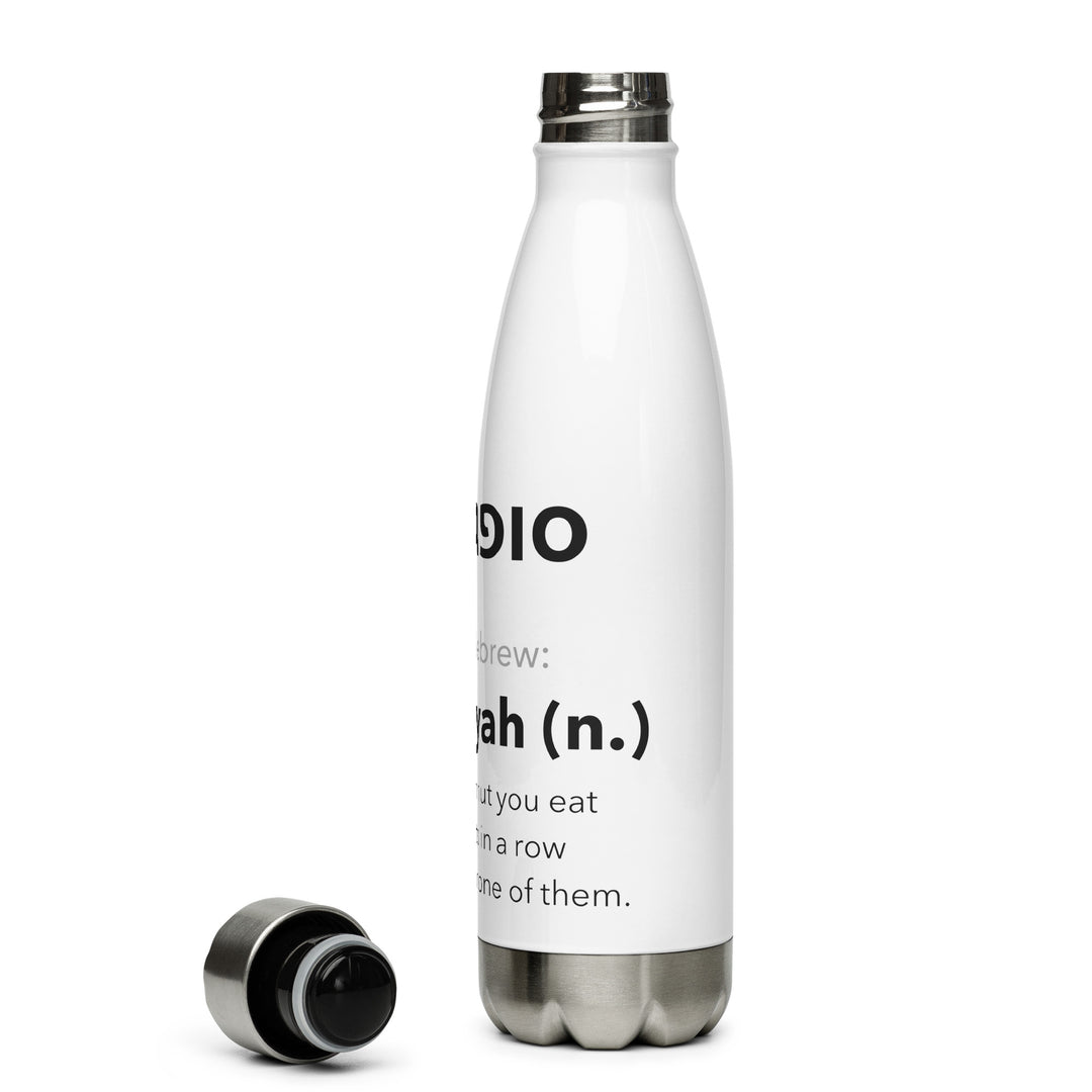 Learn Hebrew Sufganiyah Israel stainless steel water bottle - close-up