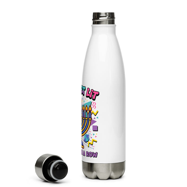 Lets Get Lit 90s Jewish pride stainless steel water bottle - close-up
