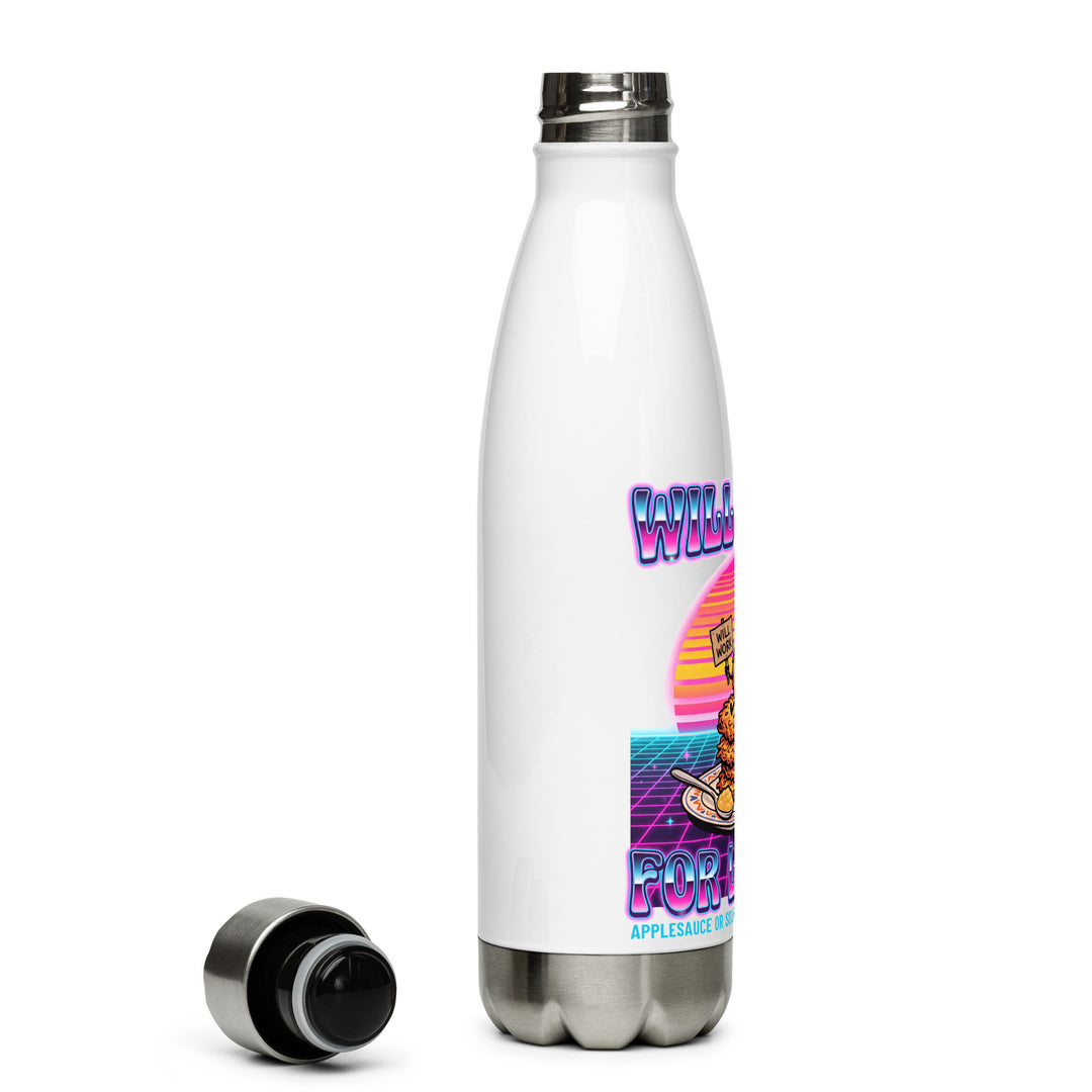 Will Work for Latkes 80s Jewish pride stainless steel water bottle - side view