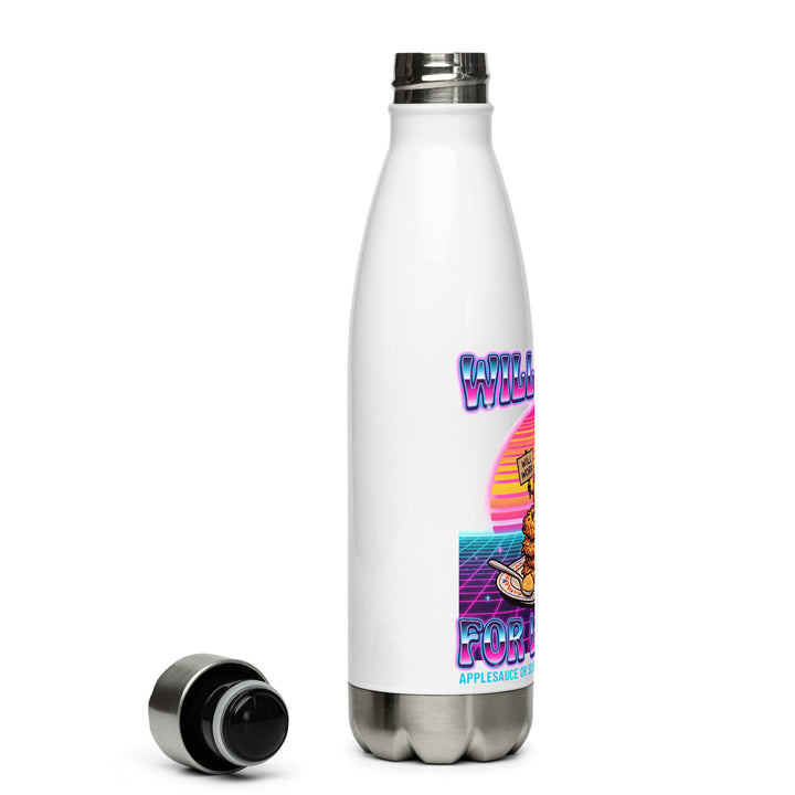 Will Work for Latkes 80s Jewish pride stainless steel water bottle - side view