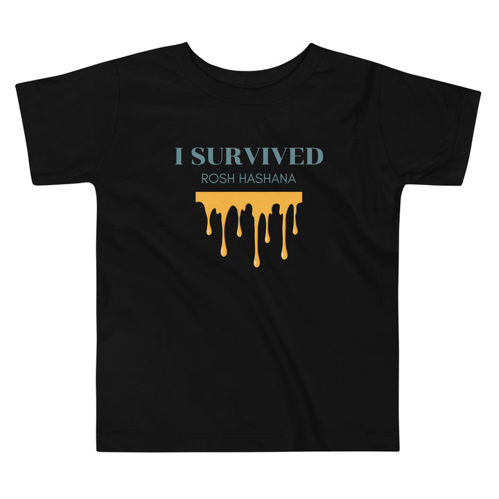 I Survived Rosh HaShana Jewish pride kids short sleeve tee in Black - back view