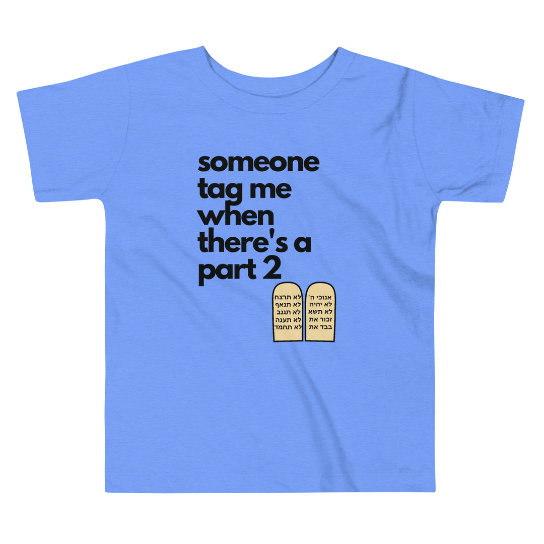Someone Tag Me Jewish pride kids short sleeve tee in Heather Columbia Blue - back view