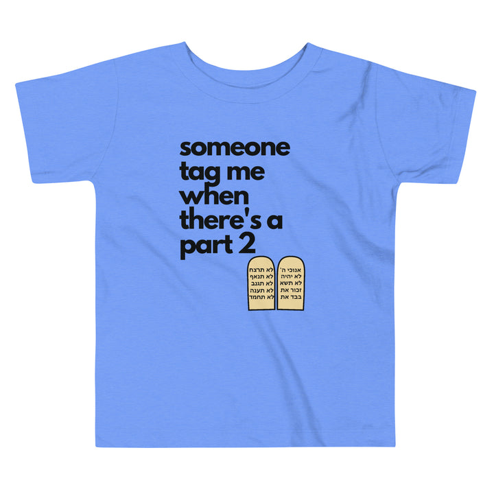 Someone Tag Me Jewish pride kids short sleeve tee in Heather Columbia Blue - back view