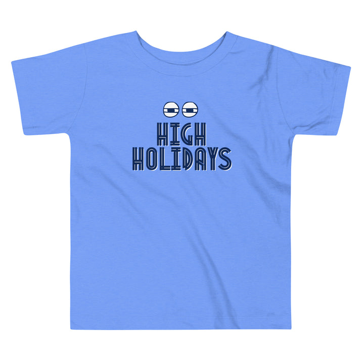 High Holidays Jewish pride kids short sleeve tee in Heather Columbia Blue - detail view