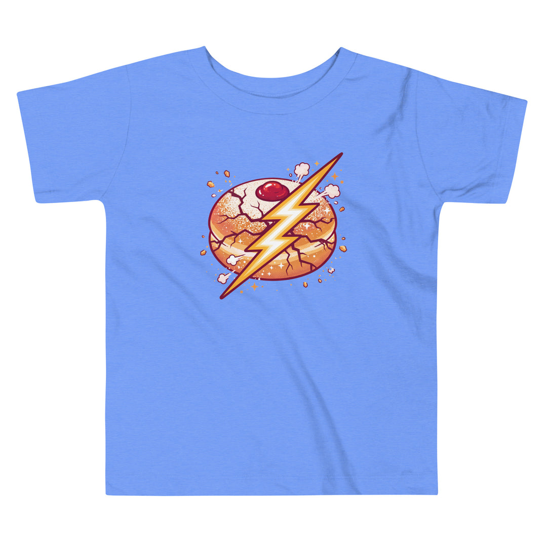 Sufganiyah Lightning Jewish pride kids short sleeve tee in Heather Columbia Blue - front view
