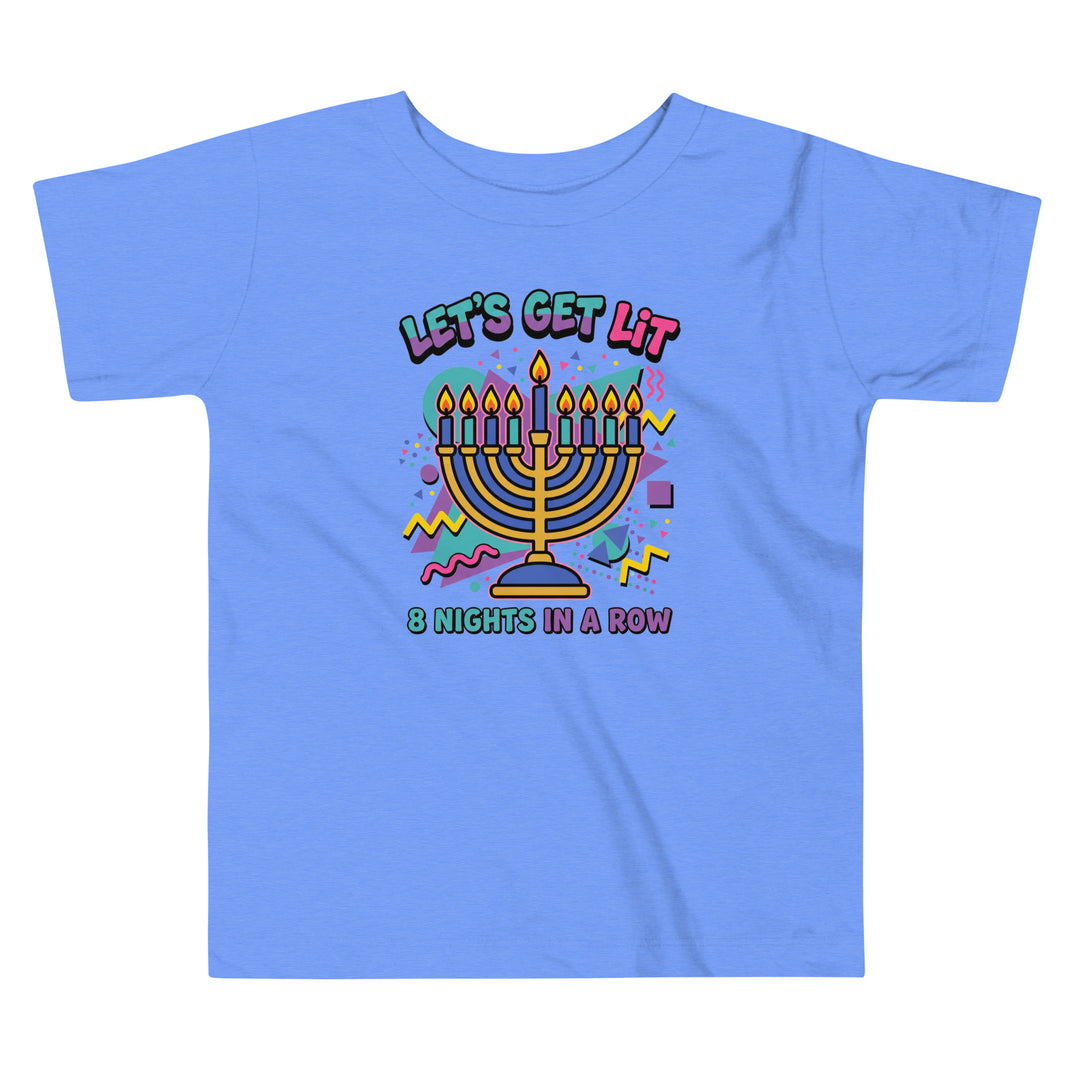 Lets Get Lit 90s Jewish pride kids short sleeve tee in Heather Columbia Blue - front view