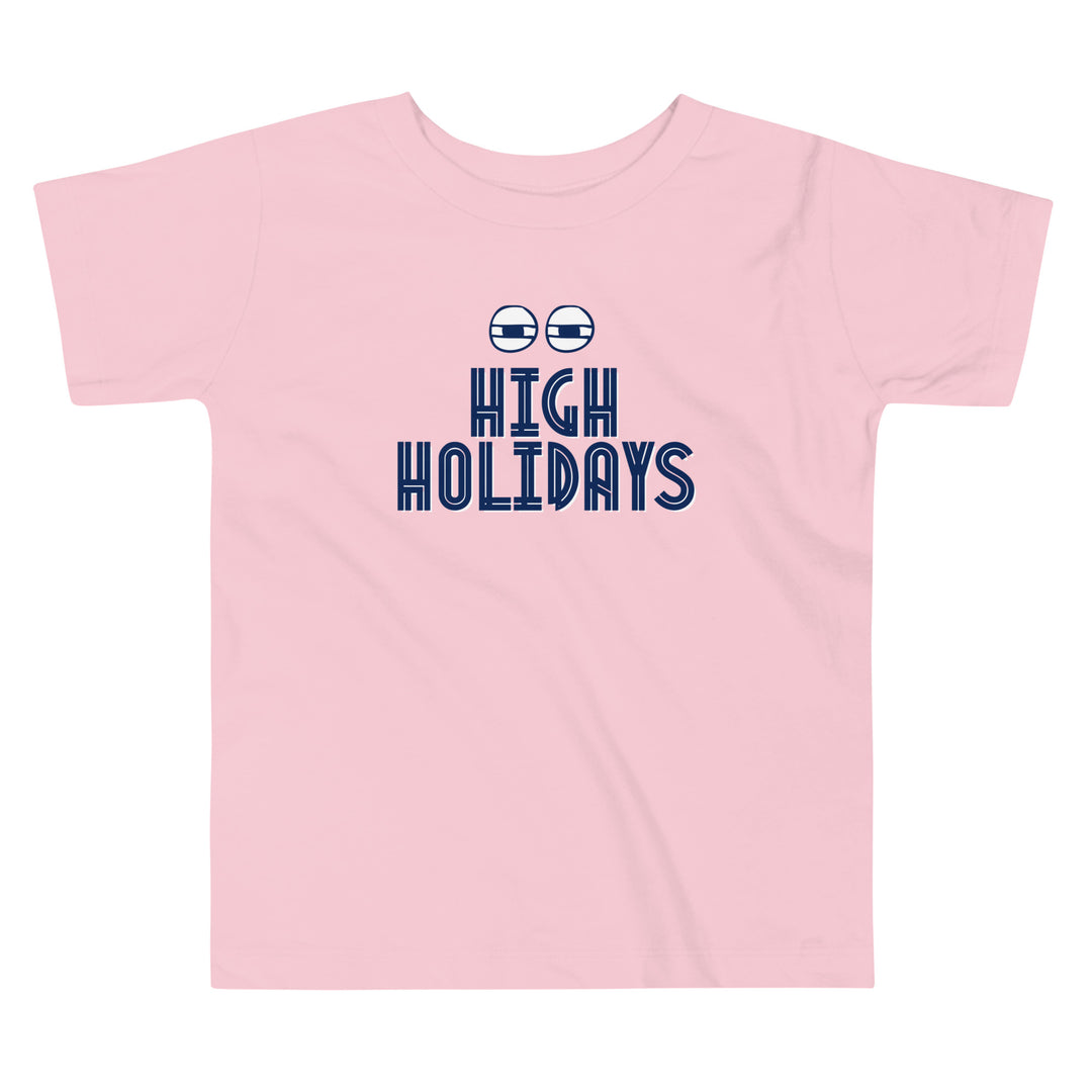 High Holidays Jewish pride kids short sleeve tee in Pink - front view