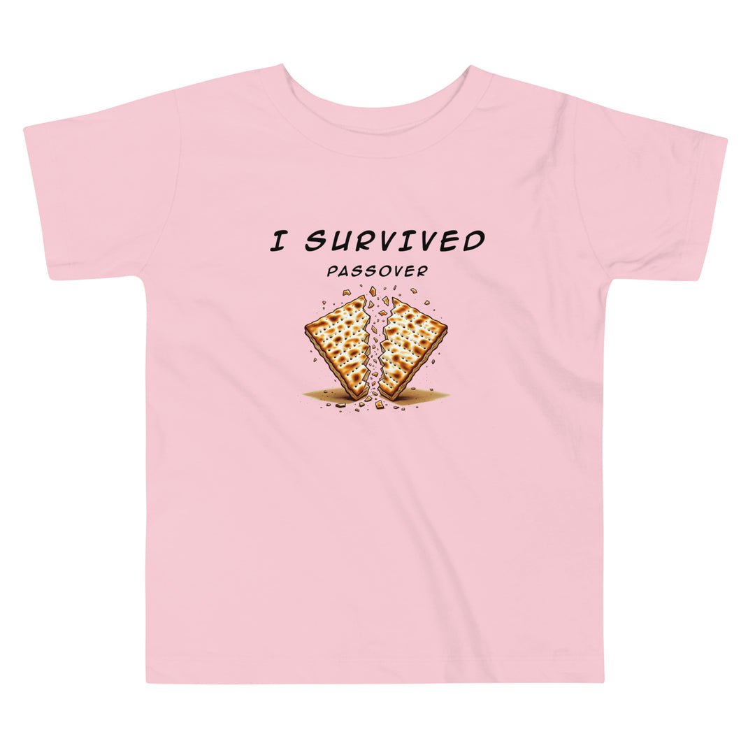 Passover Jewish pride kids short sleeve tee in Pink - back view