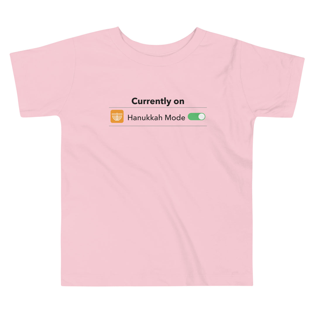 Hanukkah Mode Jewish pride kids short sleeve tee in Pink - detail view
