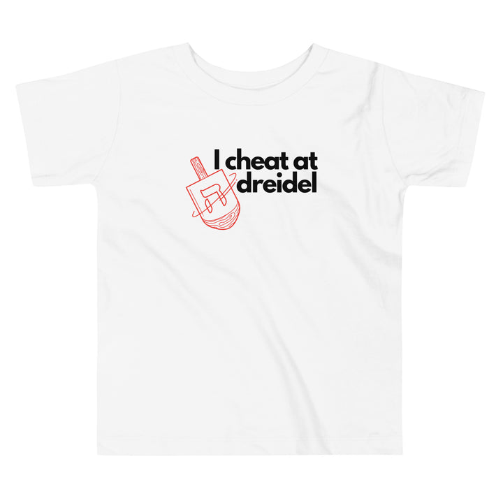 I Cheat At Dreidel Jewish pride kids short sleeve tee in White - detail view