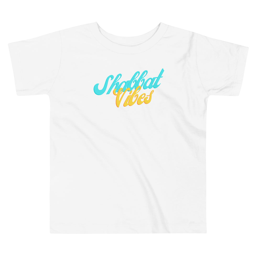Shabbat Vibes Jewish pride kids short sleeve tee in White - detail view