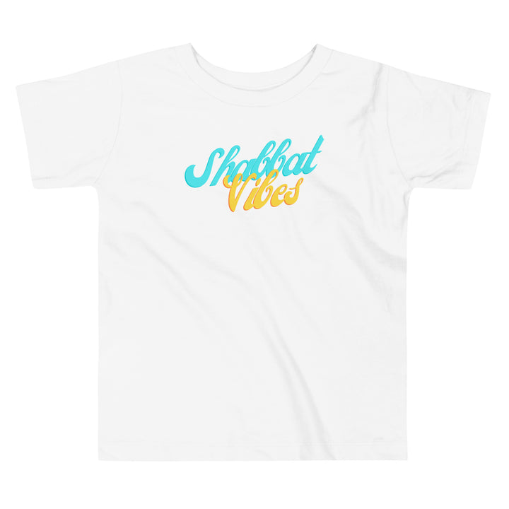 Shabbat Vibes Jewish pride kids short sleeve tee in White - detail view