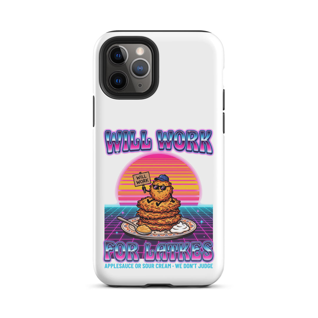 Will Work for Latkes 80s Jewish pride tough phone case for iPhone 11 Pro, glossy finish - front view