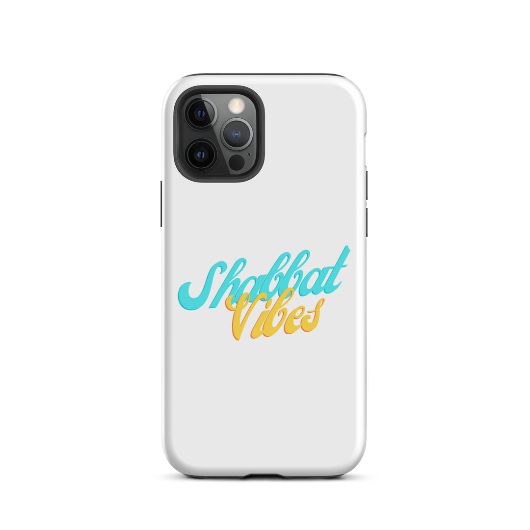 Shabbat Vibes Jewish pride tough phone case for iPhone 12 Pro, glossy finish - front view