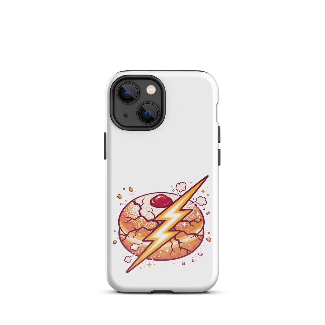 Sufganiyah Lightning Jewish pride tough phone case for iPhone 13 Mini, glossy finish - front view