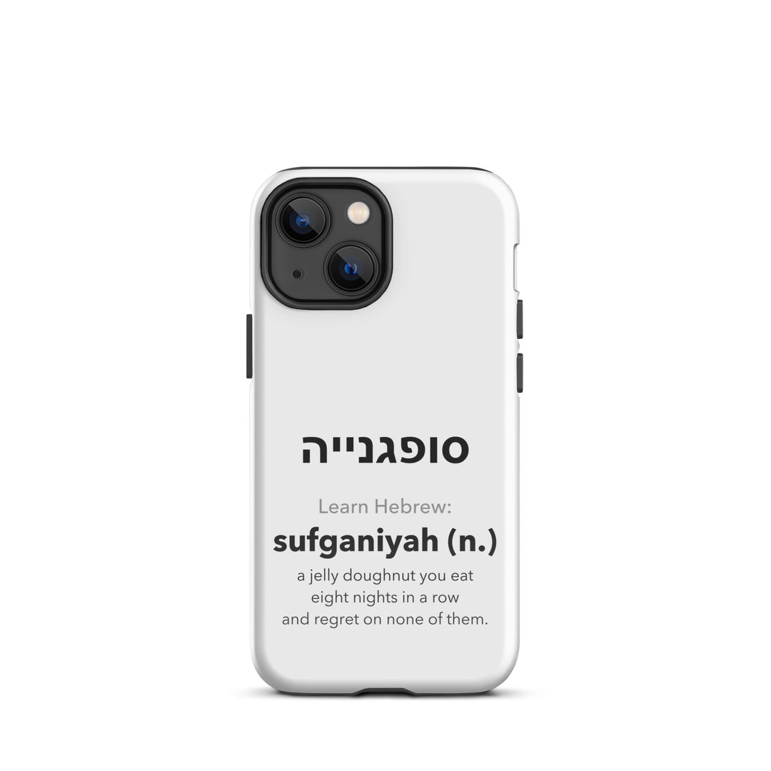 Learn Hebrew Sufganiyah Jewish pride tough phone case for iPhone 13 Mini, glossy finish - front view