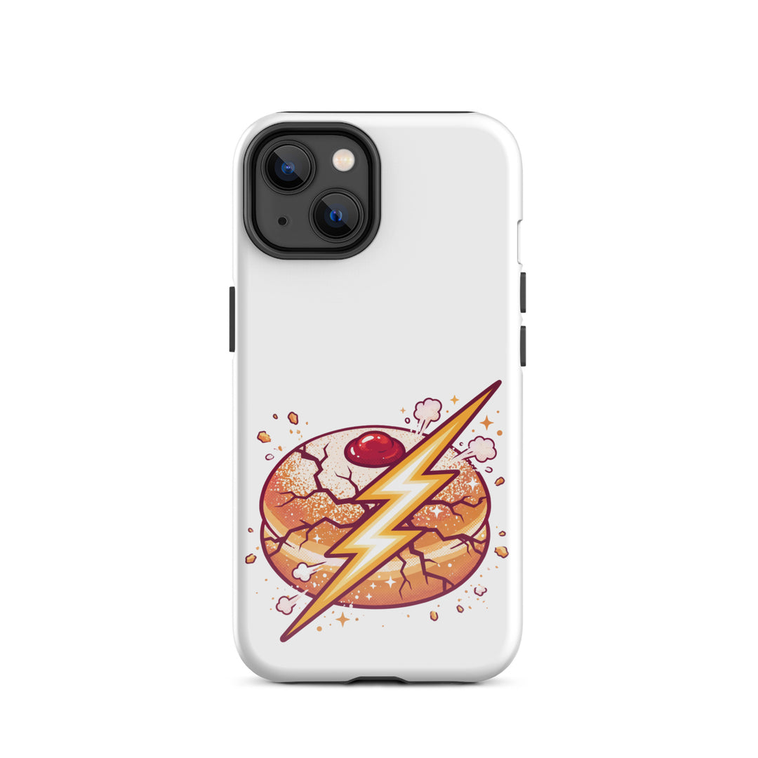 Sufganiyah Lightning Jewish pride tough phone case for iPhone 14, glossy finish - front view