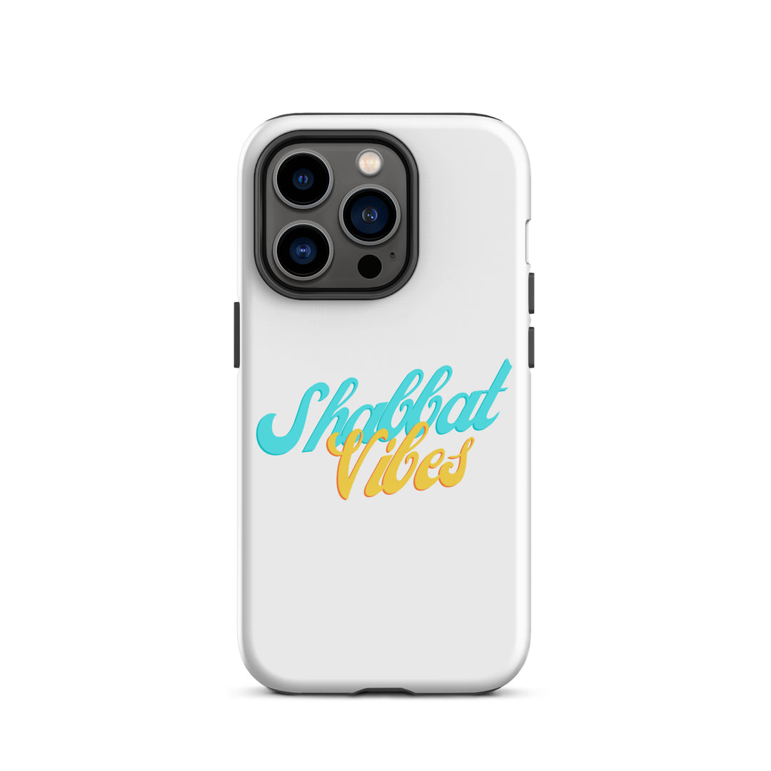 Shabbat Vibes Jewish pride tough phone case for iPhone 14 Pro, glossy finish - front view