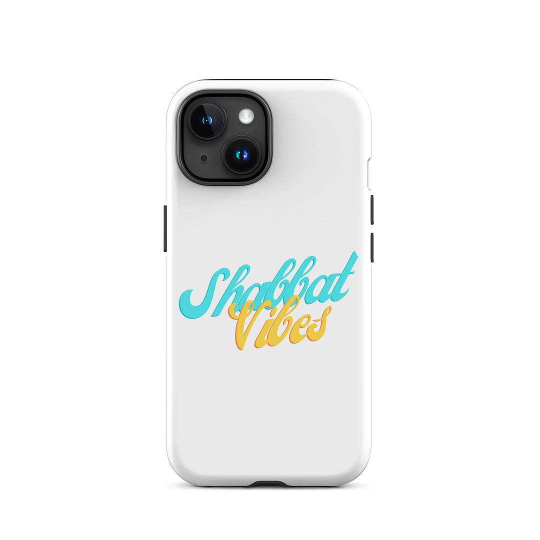 Shabbat Vibes Jewish pride tough phone case for iPhone 15, glossy finish - front view